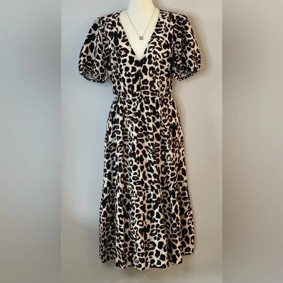 NWT Monteau LA Leopard Midi Dress w/ Pockets Size Medium - Picture 3 of 7
